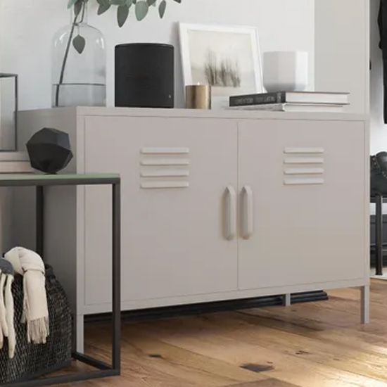 Product photograph of Berlin Metal Storage Cabinet Wide In 2 Doors In Taupe from Furniture in Fashion
