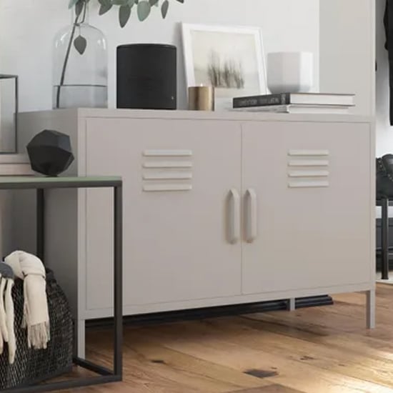 Read more about Berlin metal storage cabinet wide in 2 doors in taupe