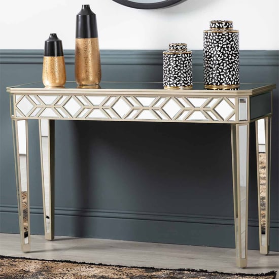 Photo of Berlin mirrored console table rectangular in champagne