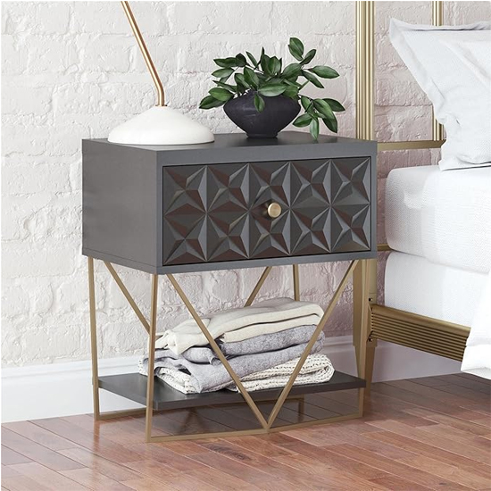 Read more about Berlin wooden bedside cabinet with 1 drawer in black