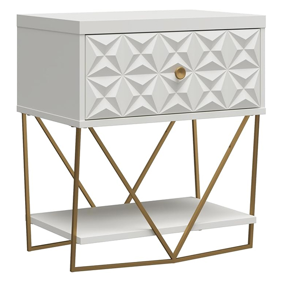 Berlin Wooden Bedside Cabinet With 1 Drawer In White