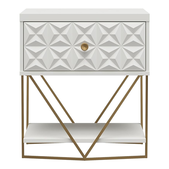 Berlin Wooden Bedside Cabinet With 1 Drawer In White