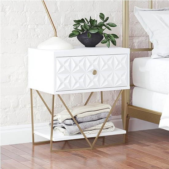 Read more about Berlin wooden bedside cabinet with 1 drawer in white