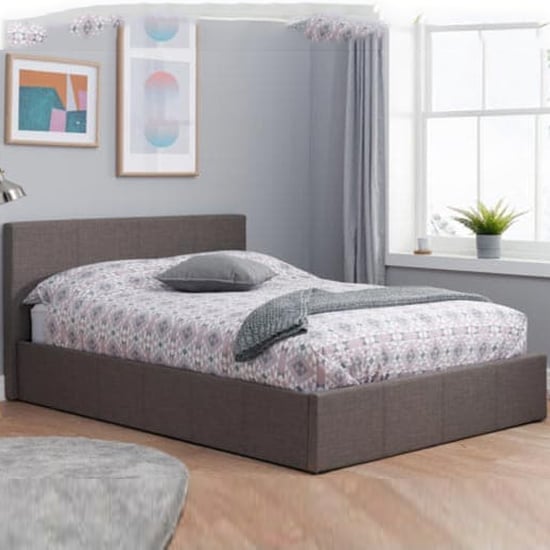 Product photograph of Berlins Fabric Ottoman Double Bed In Grey from Furniture in Fashion