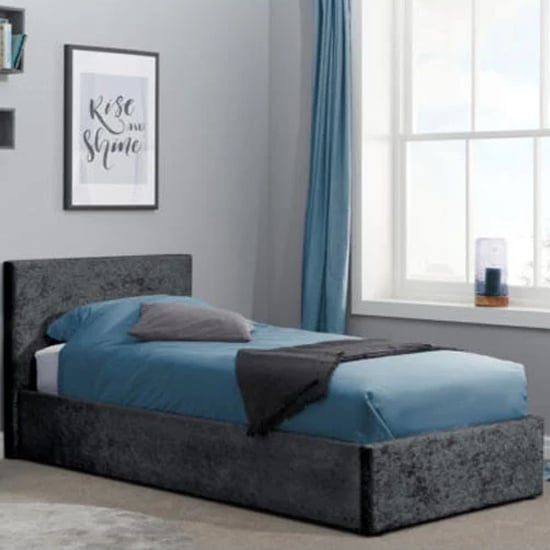 Read more about Berlins fabric ottoman single bed in black crushed velvet