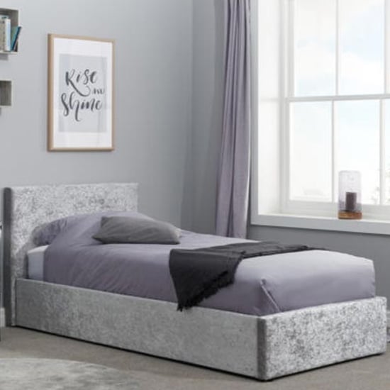 Read more about Berlins fabric ottoman single bed in steel crushed velvet