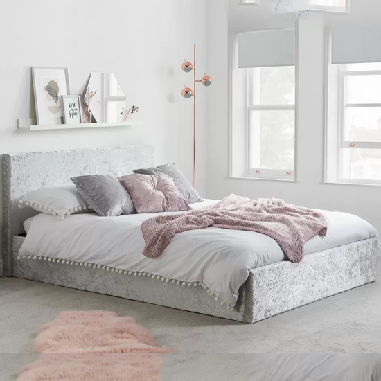 Read more about Berlins fabric ottoman small double bed in steel crushed velvet