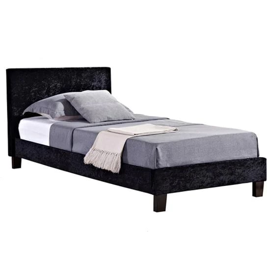 Read more about Berlins fabric single bed in black crushed velvet