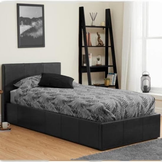 Product photograph of Berlins Faux Leather Ottoman Single Bed In Black from Furniture in Fashion