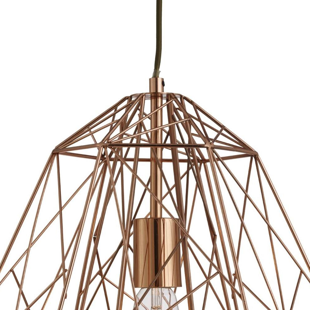 Bern Geomectric Cage Ceiling Pendant Light In Shiny Copper