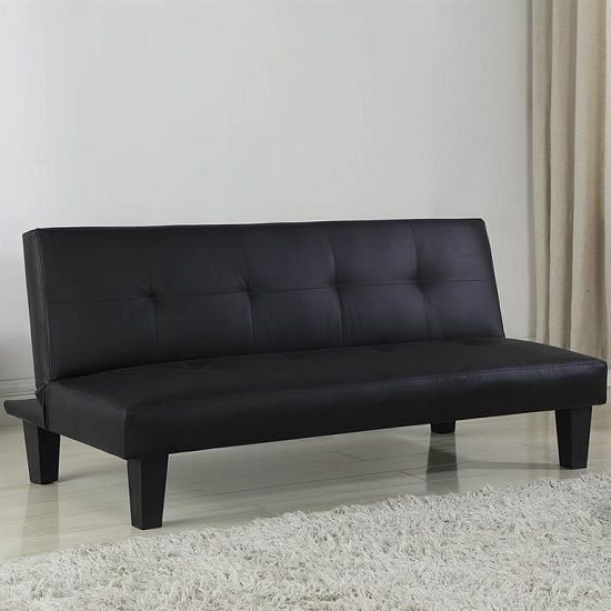 Bern Traditional Sofa Bed In Black Faux Leather Fif Bern Traditional Sofa Bed In Black Faux, Traditional Leather Sofa Bed