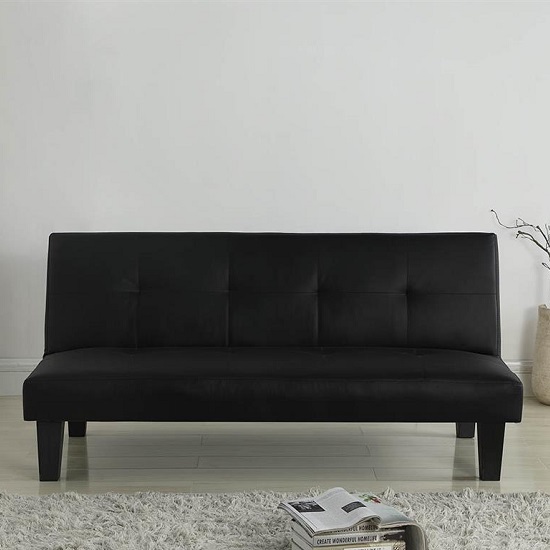 Bern Traditional Sofa Bed In Black Faux Leather_2