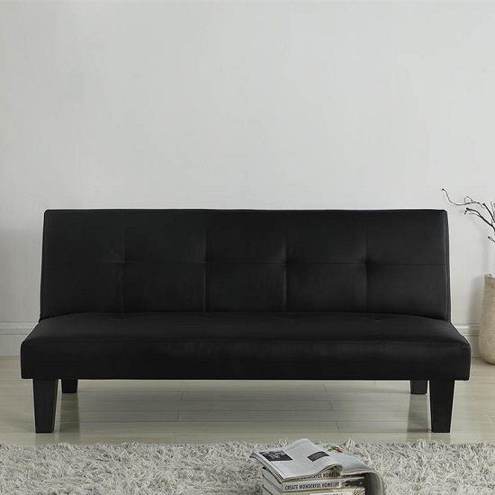 Bern Traditional Sofa Bed In Black Faux Leather