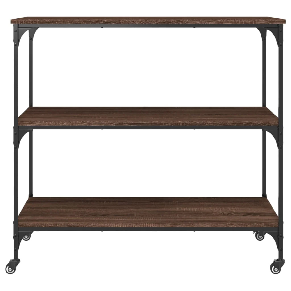 Bernalillo Wooden Kitchen Trolley With 3 Shelves In Brown