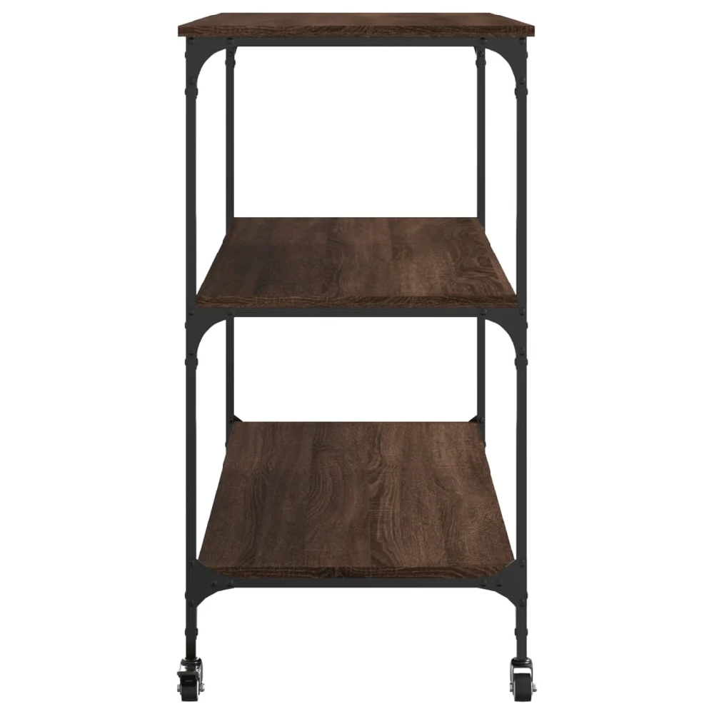 Bernalillo Wooden Kitchen Trolley With 3 Shelves In Brown