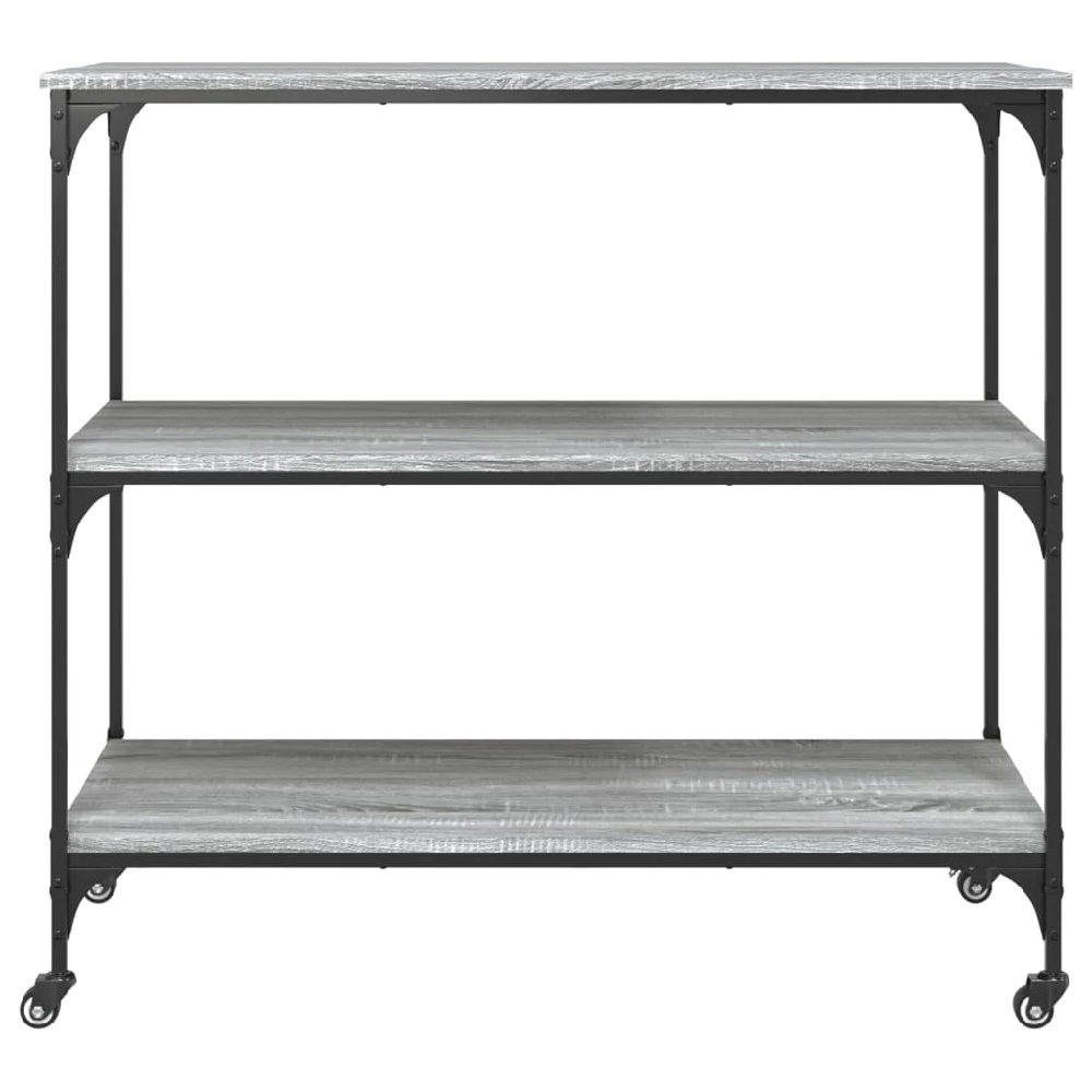 Bernalillo Wooden Kitchen Trolley With 3 Shelves In Grey Sonoma
