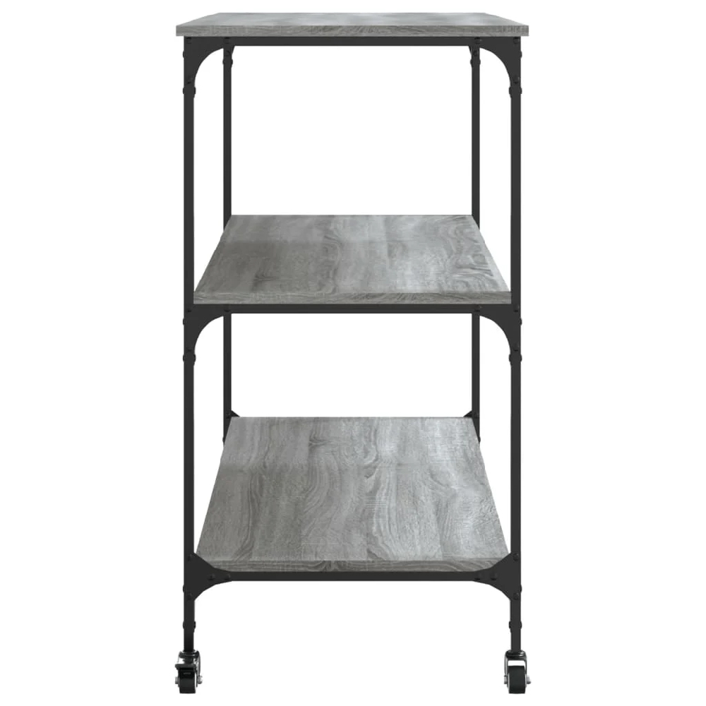 Bernalillo Wooden Kitchen Trolley With 3 Shelves In Grey Sonoma