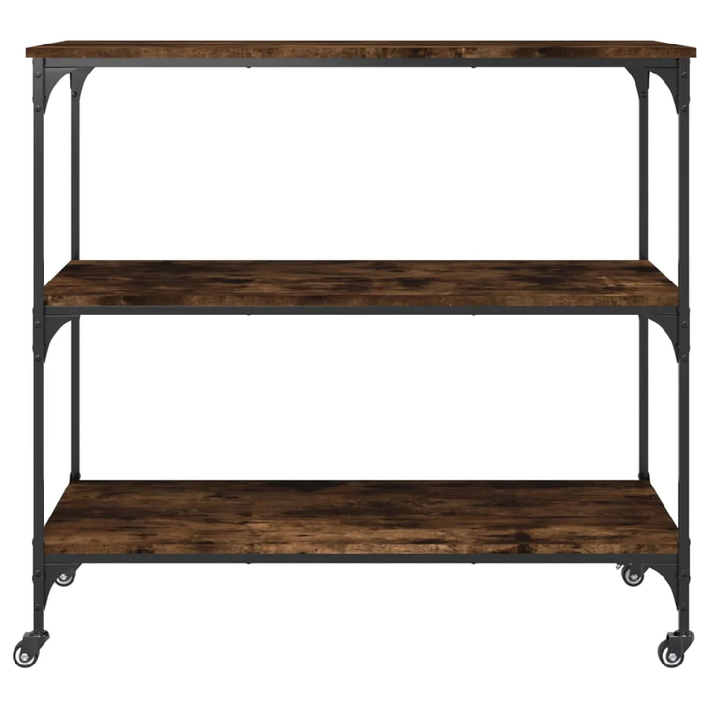 Bernalillo Wooden Kitchen Trolley With 3 Shelves In Smoked Oak