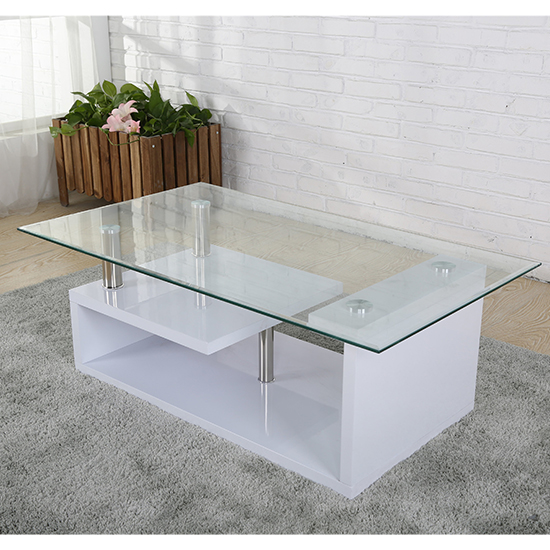 Read more about Baylee glass coffee table in white high gloss