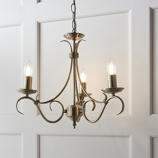 Bernice 3 Lights Ceiling Pendant Light In Antique Brass