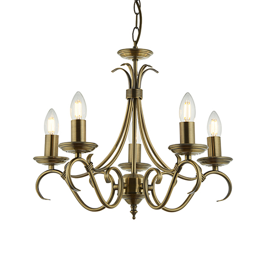 Bernice 5 Lights Ceiling Pendant Light In Antique Brass