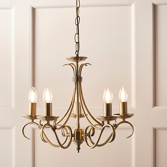 Bernice 5 Lights Ceiling Pendant Light In Antique Brass