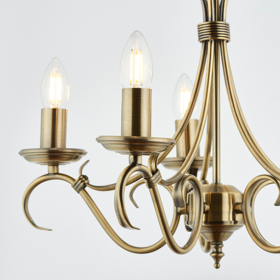 Bernice 5 Lights Ceiling Pendant Light In Antique Brass