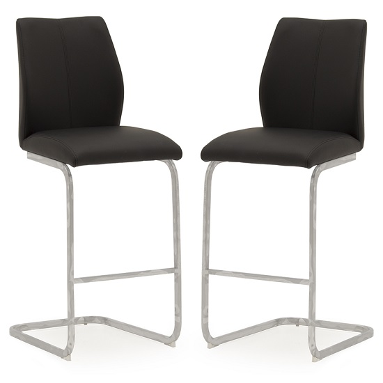 Read more about Samara bar chair in black faux leather and chrome legs in a pair