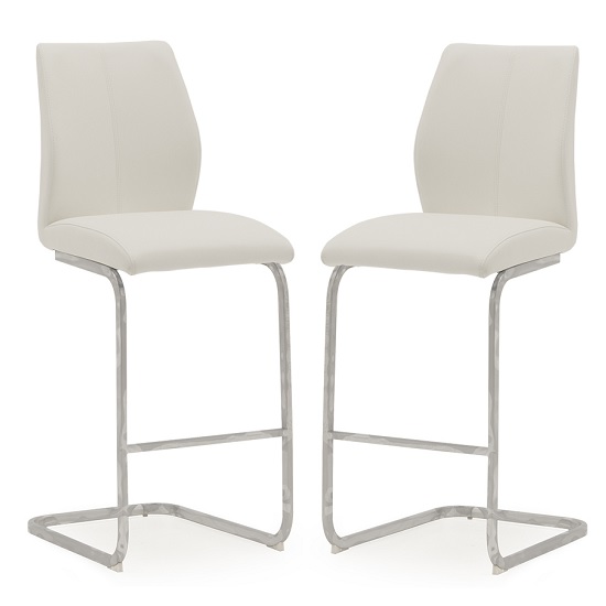 Samara Bar Chair In White Faux Leather And Chrome Legs In A Pair