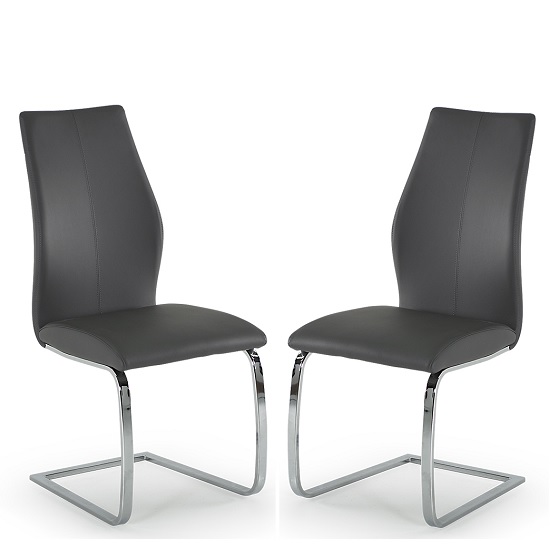 Bernie Bar Chair In Grey PU And Chrome Legs In A Pair Furniture in Fashion