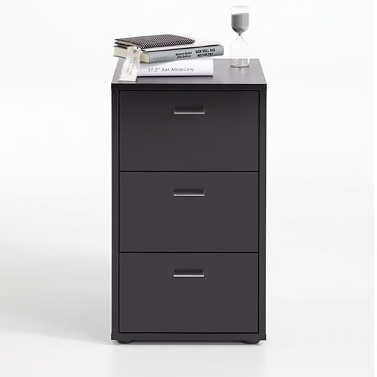 Berny Wooden Bedside Cabinet With 3 Drawers In Black_1
