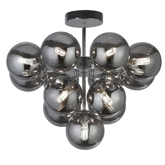 Product photograph of Berry 13 Lights Smoked Glass Ceiling Pendant Light In Chrome from Furniture in Fashion