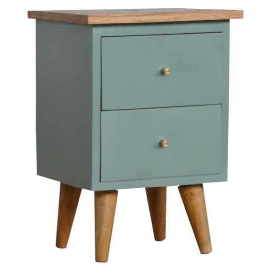 Read more about Berth wooden bedside cabinet in green hand painted and oak