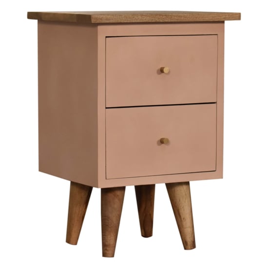 Berth Wooden Bedside Cabinet In Pink Painted And Oak