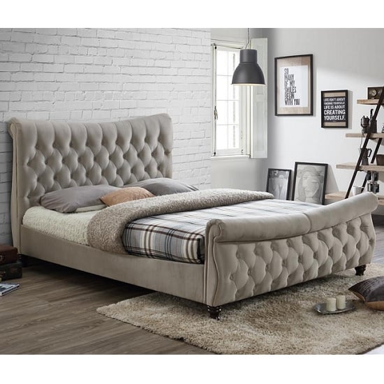 Photo of Copen fabric king size bed in warm stone