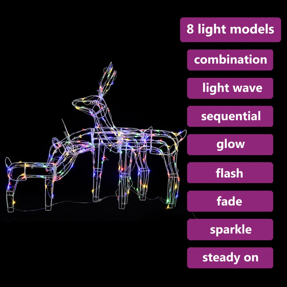 Bertram 3-Piece LED Lighted Reindeer Christmas Display - Colourful