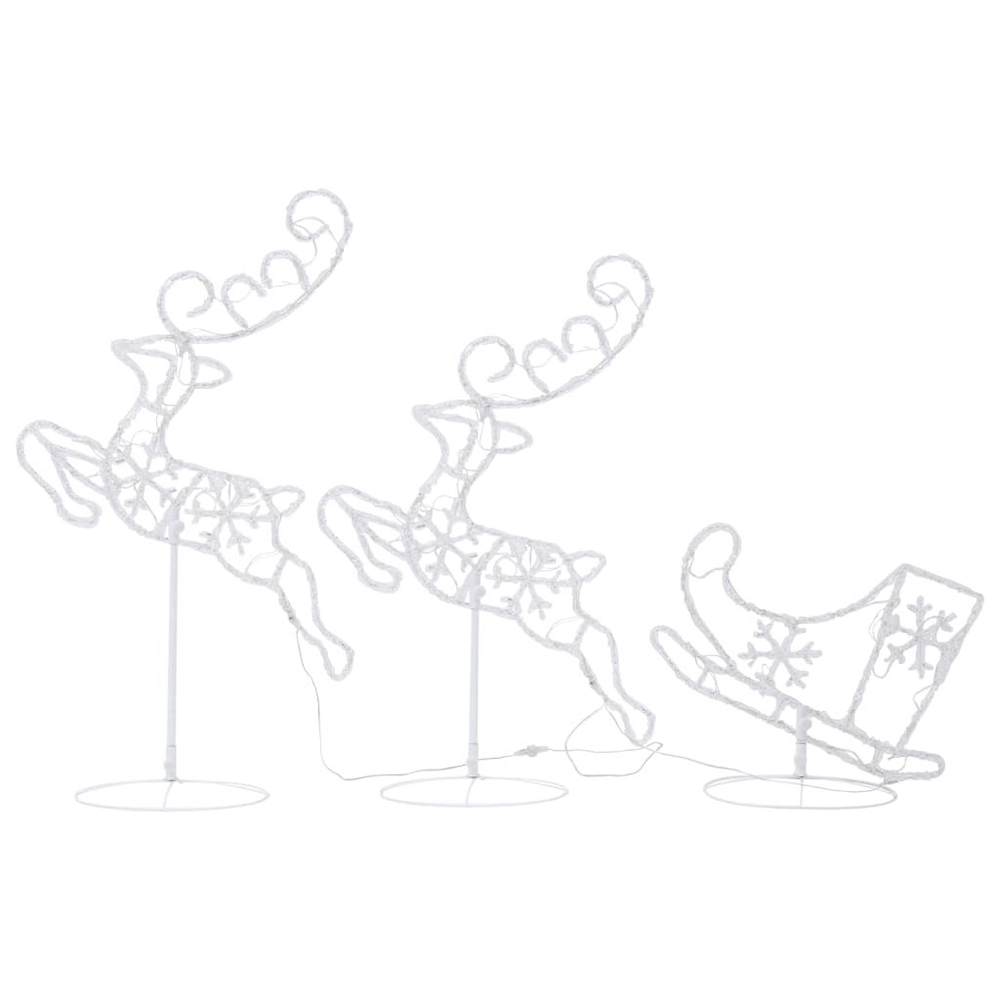 Bertram Acrylic Christmas Flying Reindeer And Sleigh - Blue LED