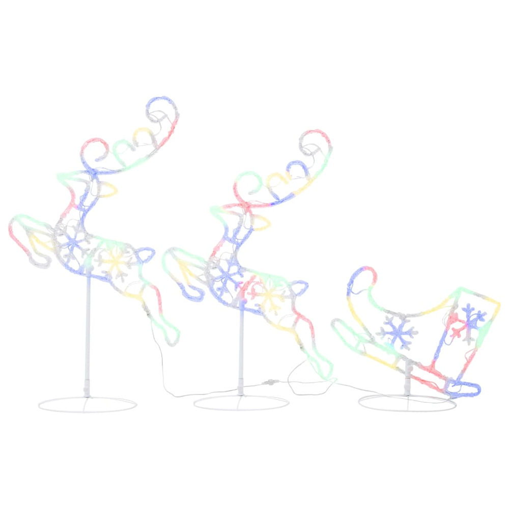 Bertram Acrylic Christmas Flying Reindeer And Sleigh - Colourful LED