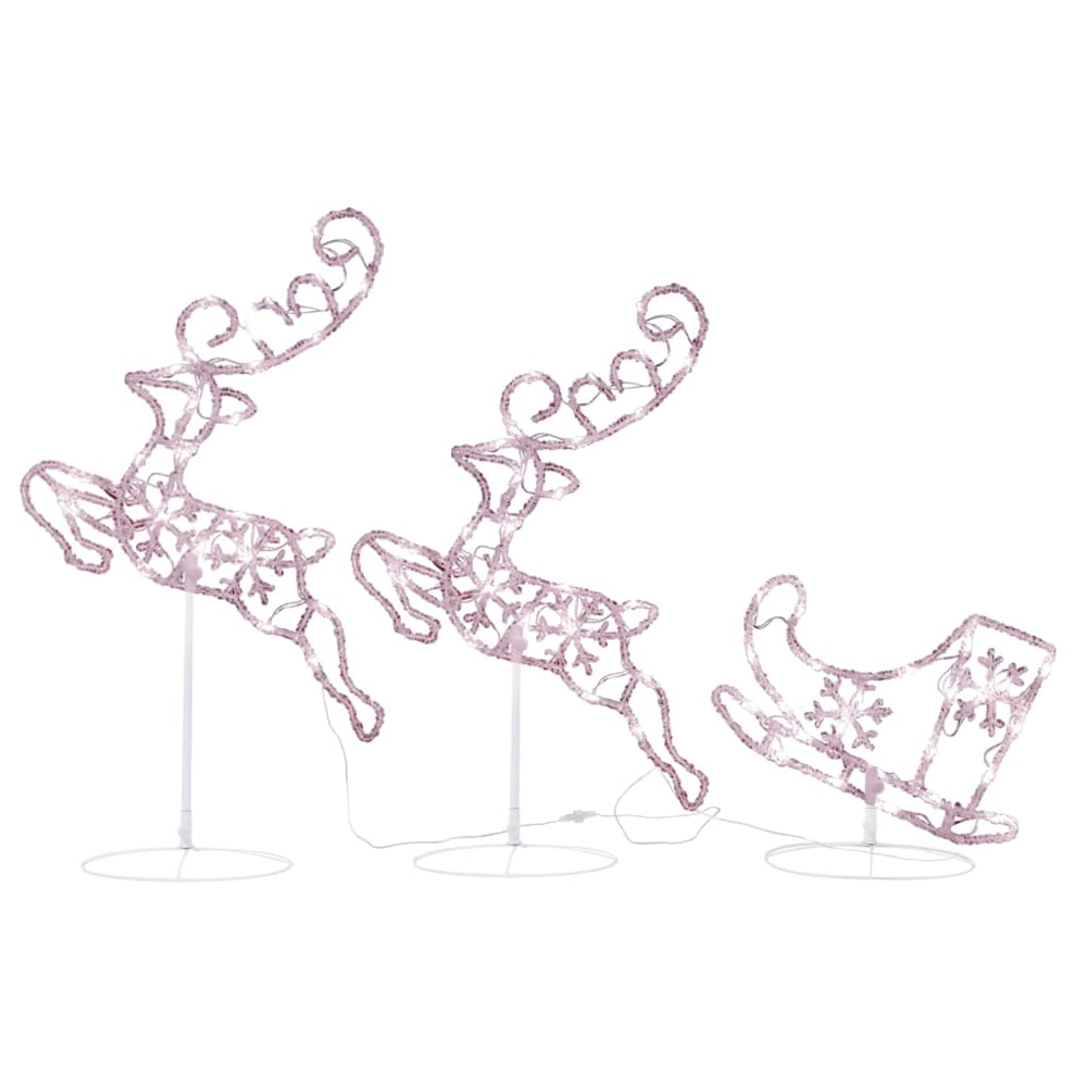 Bertram Acrylic Christmas Flying Reindeer And Sleigh - Warm White LED