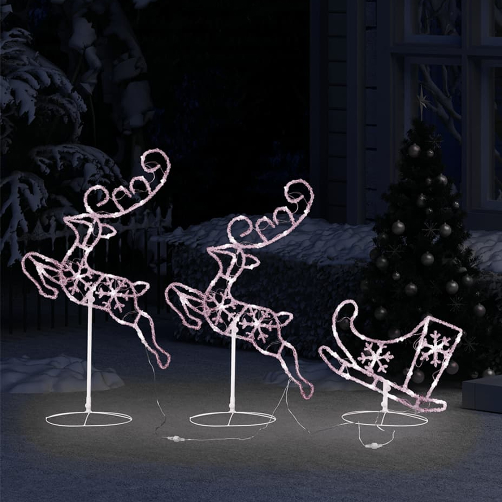 Bertram Acrylic Christmas Flying Reindeer And Sleigh - Warm White LED
