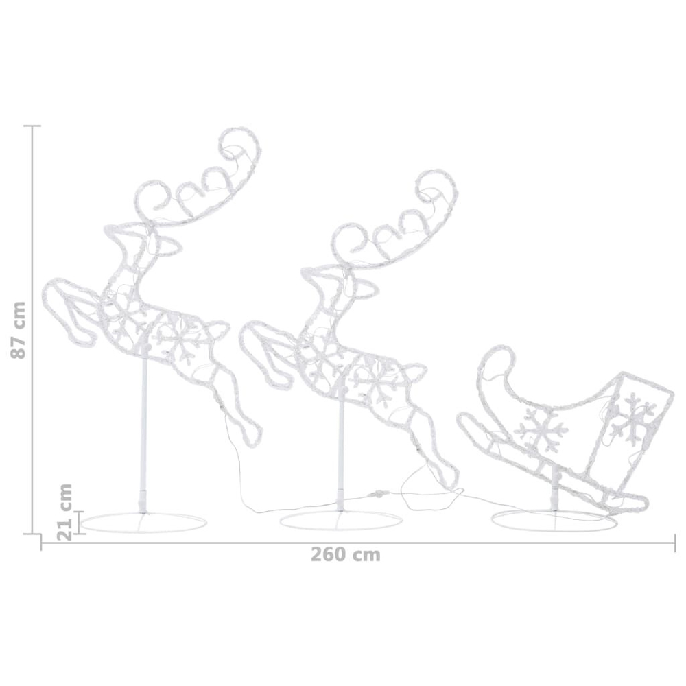 Bertram Acrylic Christmas Flying Reindeer And Sleigh - Warm White LED