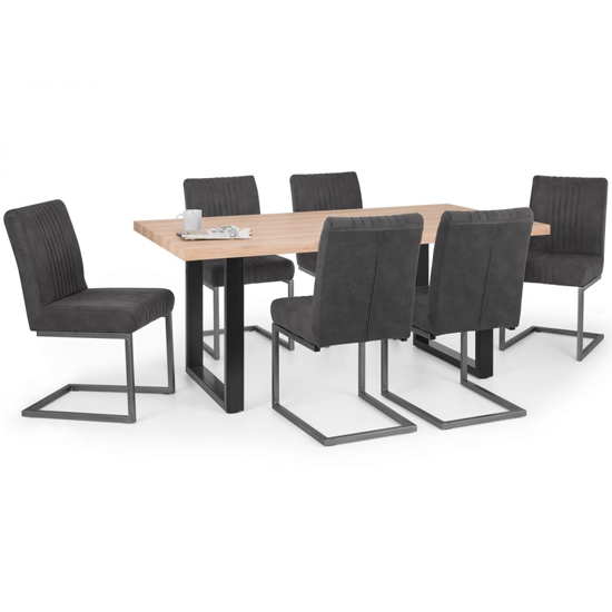 Bacca Oak Dining Table With 6 Barras Charcoal Grey Chairs_2