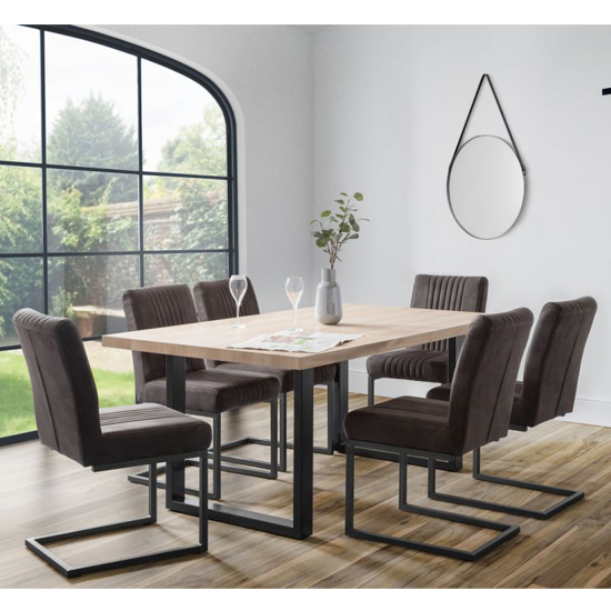 Bacca Oak Dining Table With 6 Barras Charcoal Grey Chairs_1