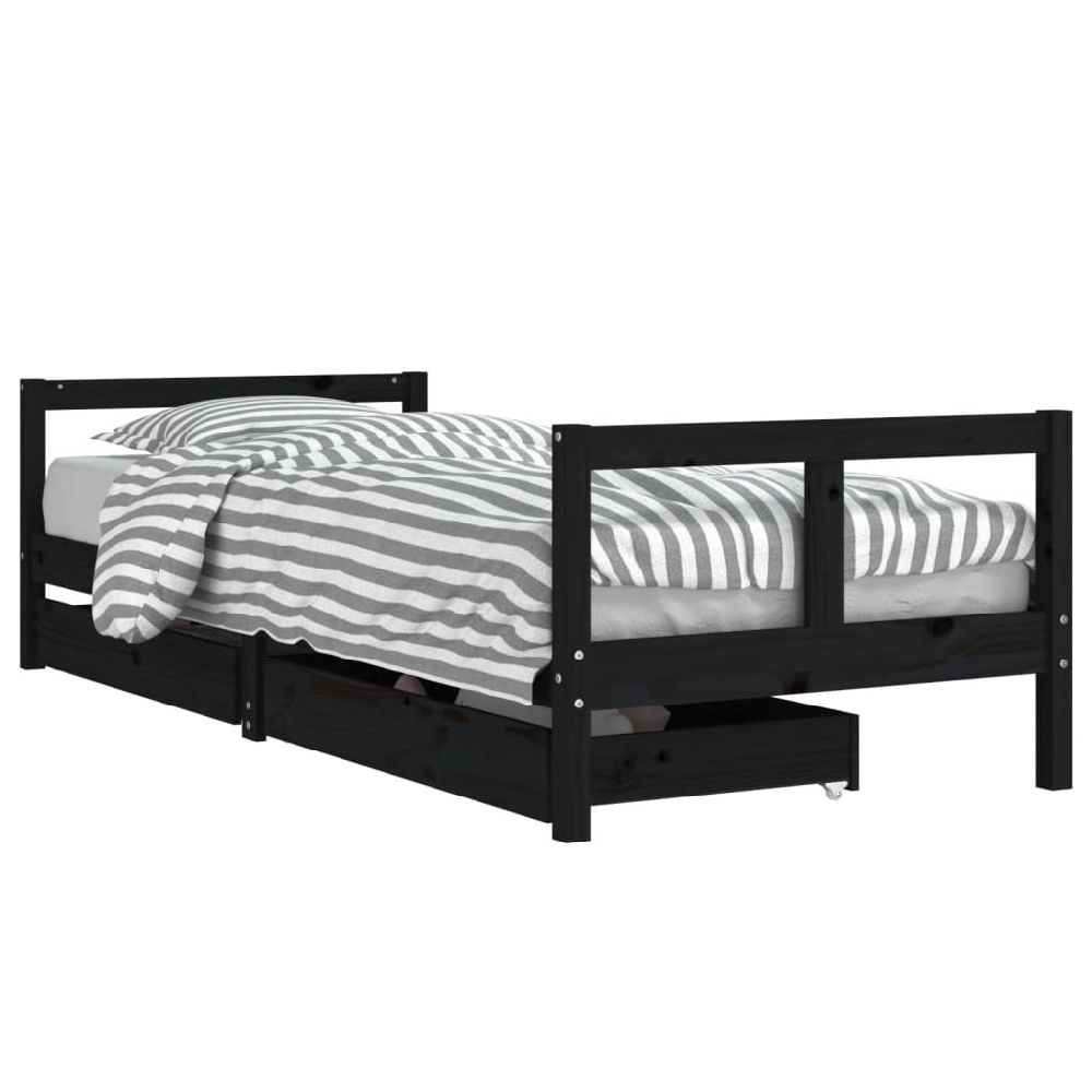 Berwyn 80x200cm Wooden Children Daybed In Black
