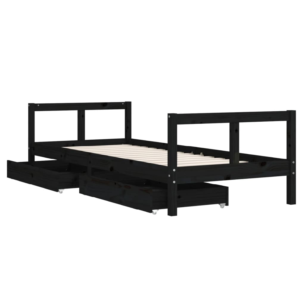 Berwyn 80x200cm Wooden Children Daybed In Black
