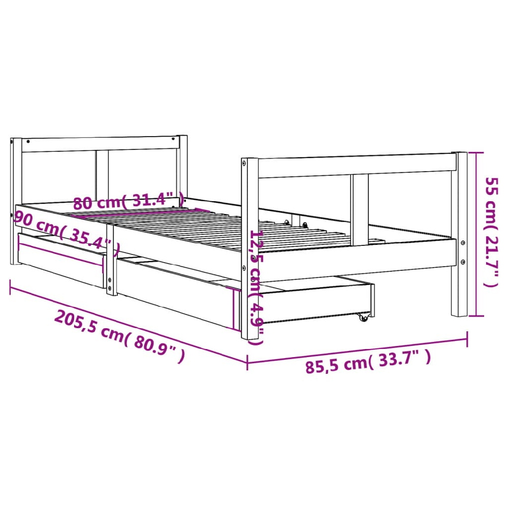 Berwyn 80x200cm Wooden Children Daybed In Natural
