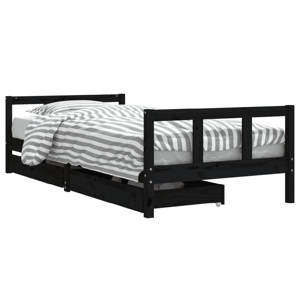 Berwyn 90x200cm Wooden Children Daybed In Black