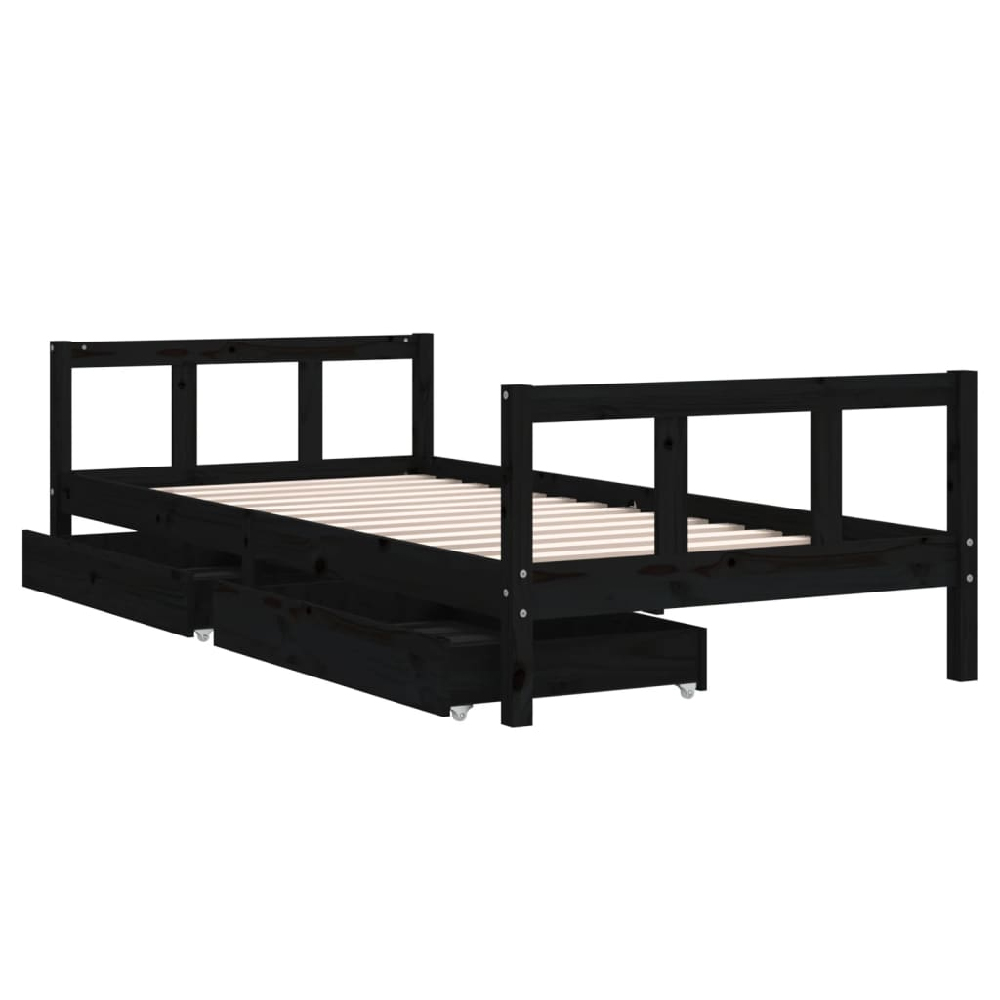 Berwyn 90x200cm Wooden Children Daybed In Black