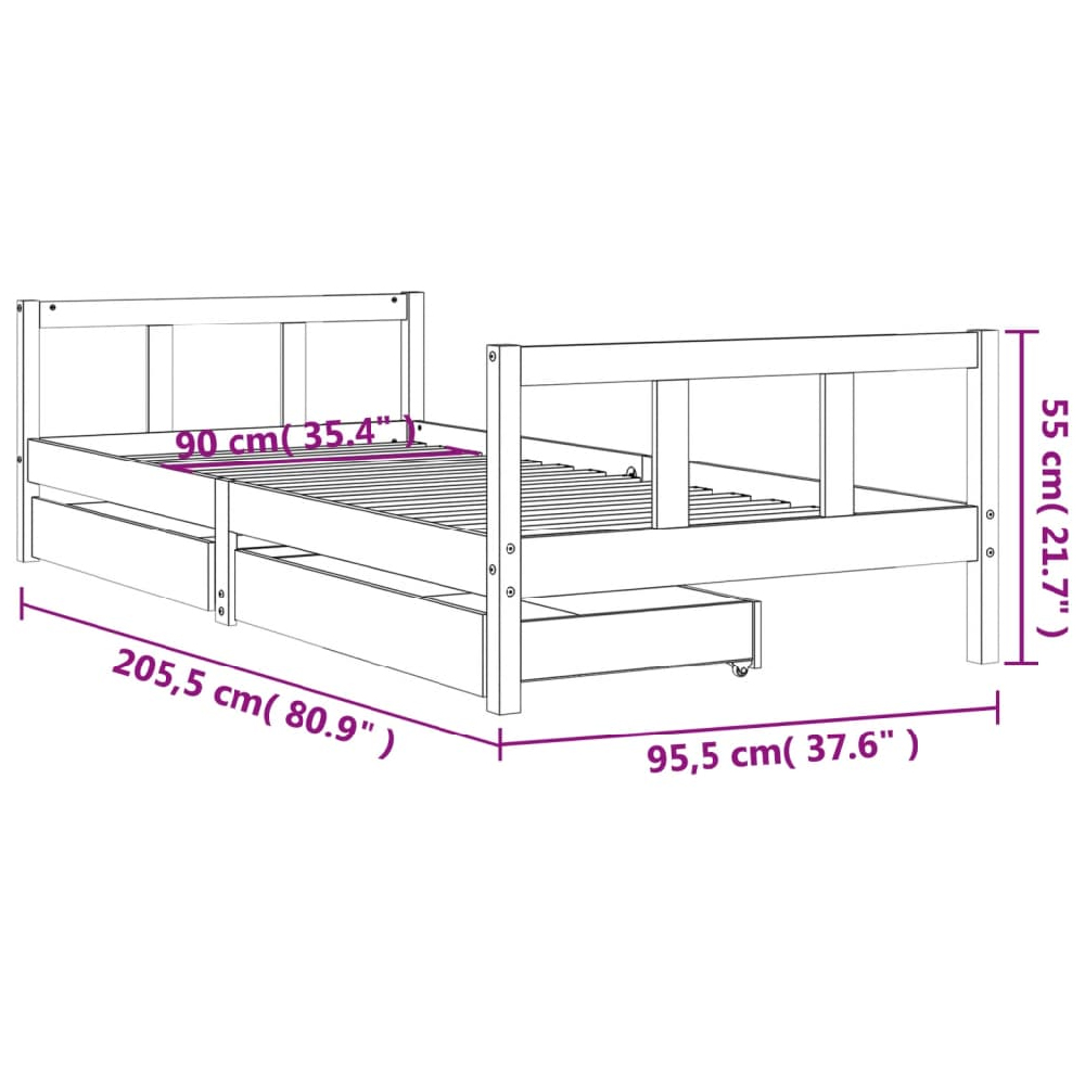 Berwyn 90x200cm Wooden Children Daybed In Black