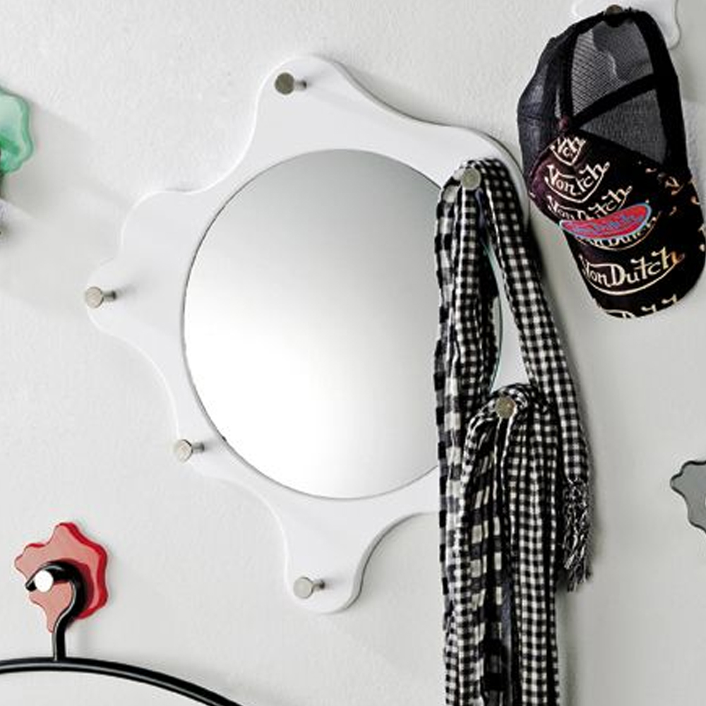 Berwyn Wall Mirror With Coat Hanger In White And Chrome